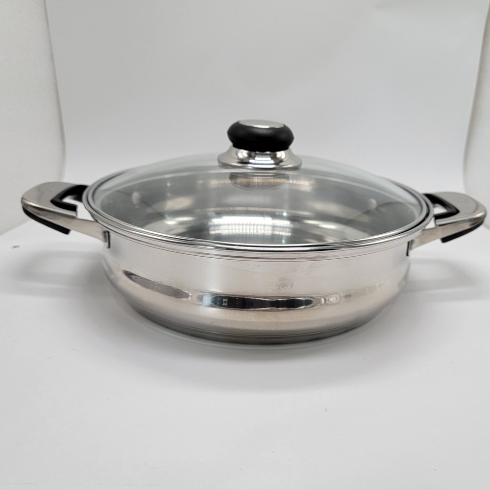 Oneida Immaculate 18/10 Stainless Steel 10" x 3" Double Handle Pan with Lid
